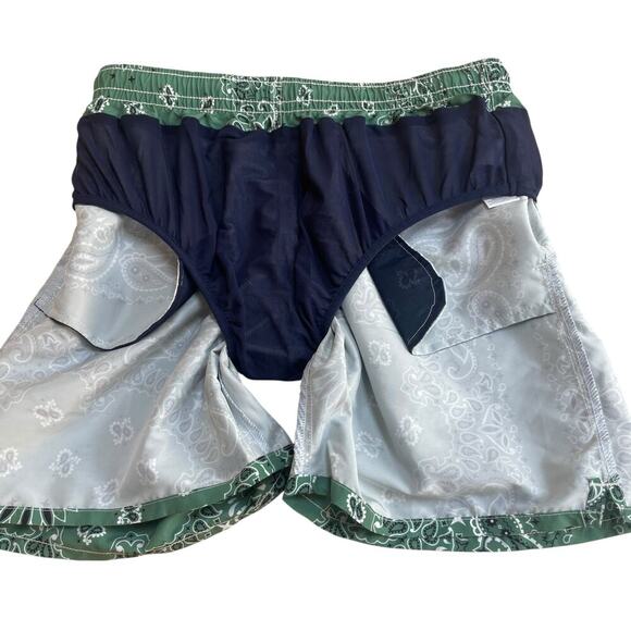 MC2 St Barth Swim Shorts/Trunks Mid-Length Caprese-Military Green Bandanna Print - Picture 11 of 16